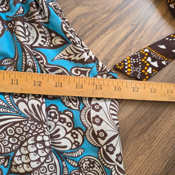 Trina Turk Silk Blend Paisley Halter Tank Top Blue Brown‎ White Size S Boho chic - Picture 8 of 8